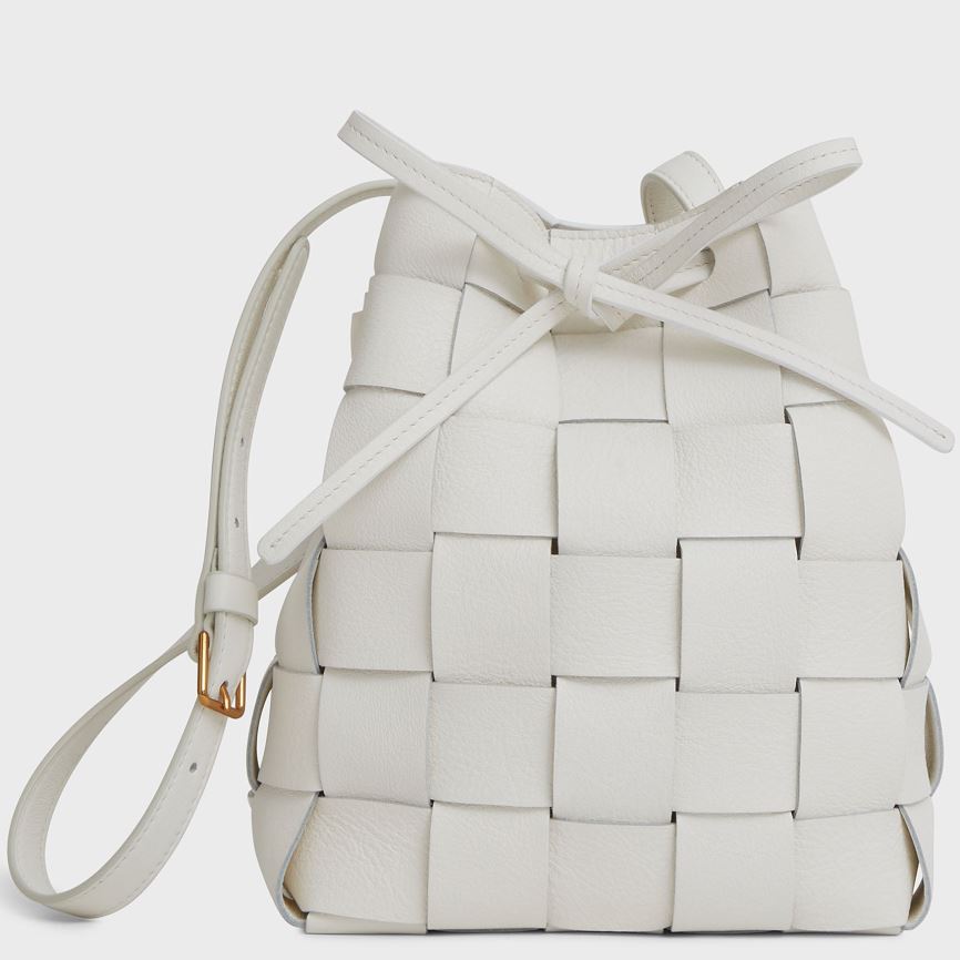 Women\'s Mansur Gavriel Upcycled Woven Mini Bucket Bags White | AU 8214VZ